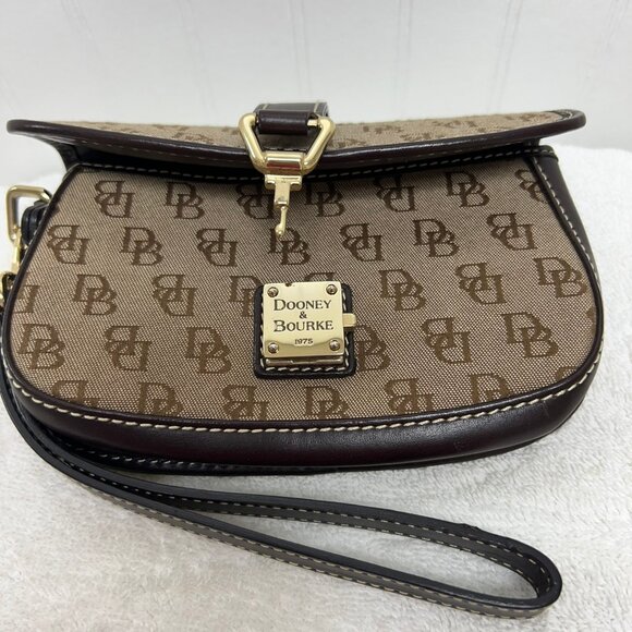 Dooney & Bourke Signature Brown Wristlet - Picture 2 of 6